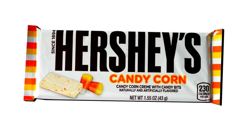 hershey candy corn bar on white background