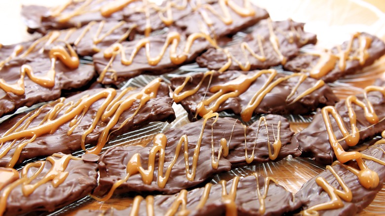 Chocolate covered bacon with caramel