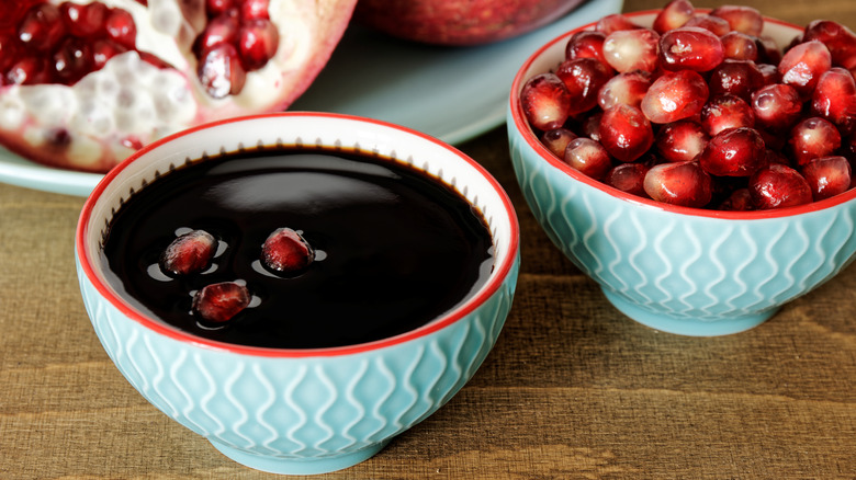 Pomegrante molasses and pomegranate seeds