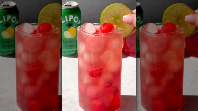 Dirty Shirley with lime garnish 