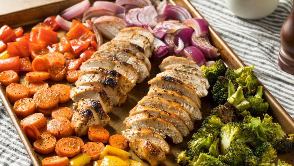 chicken on sheet pan with vegetables