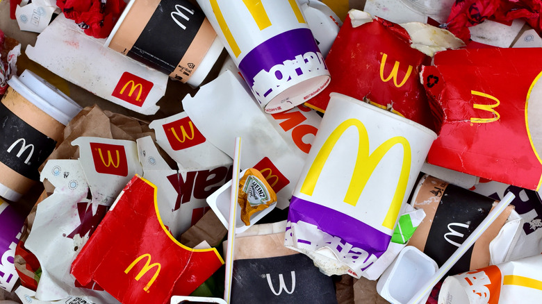 Collection of McDonald's garbage