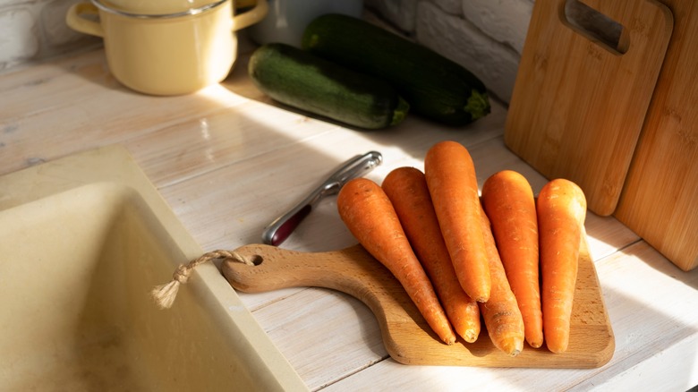 carrots on cutting board