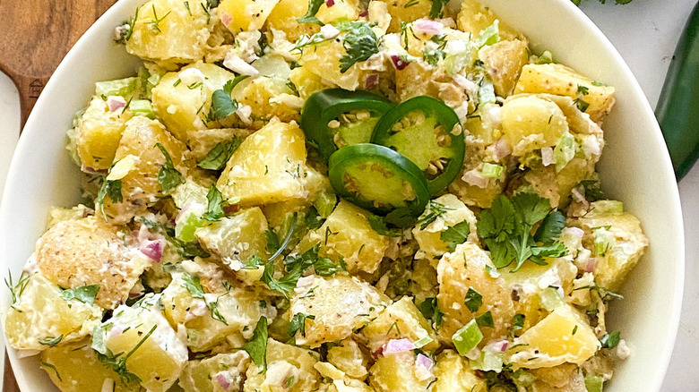 potato salad with fresh jalapeños