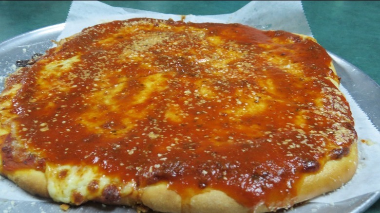 upside-down pizza from O'Scugnizzo Pizzeria