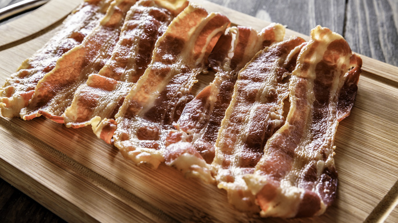 Bacon on a chopping board