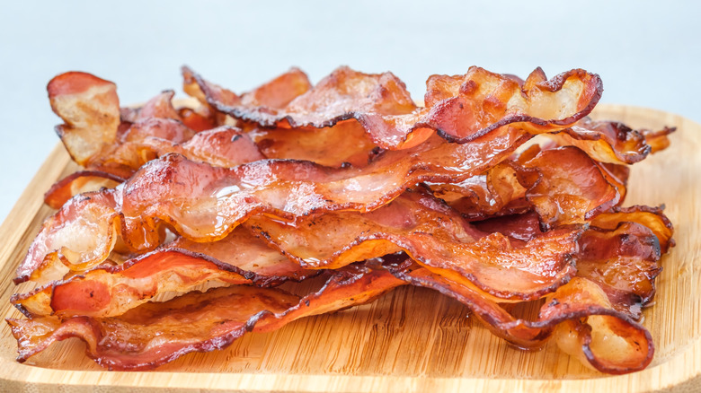 Bacon on a wooden board