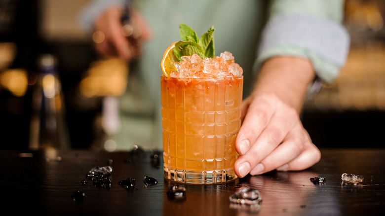 Bartender prepping a cocktail