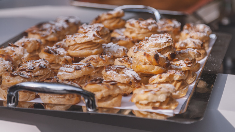 Pastries on a metal tray