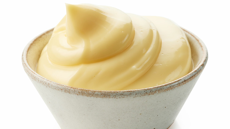 mayonnaise in white bowl