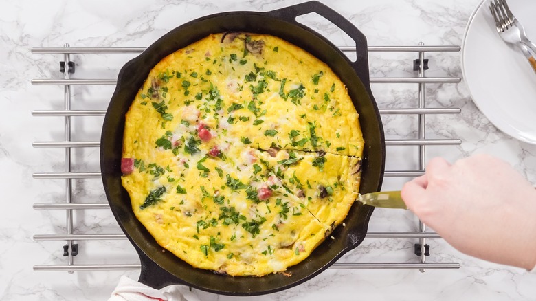 Frittata in a cast iron pan