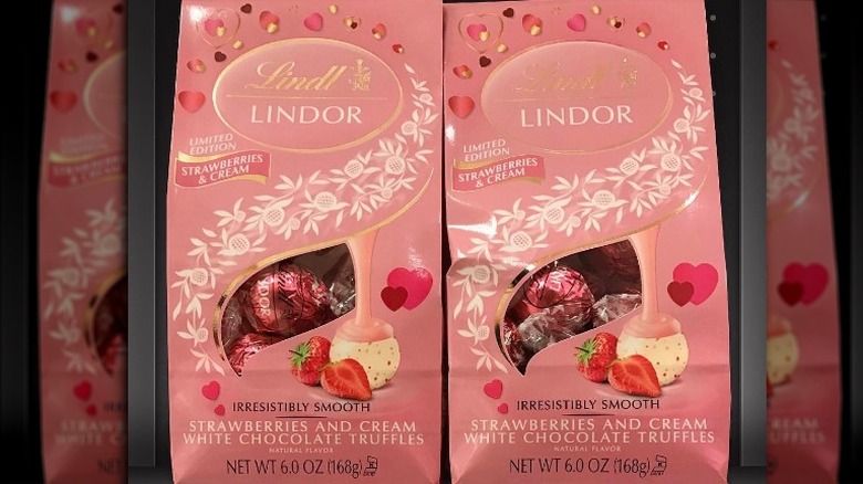 lindor truffles in pink bag