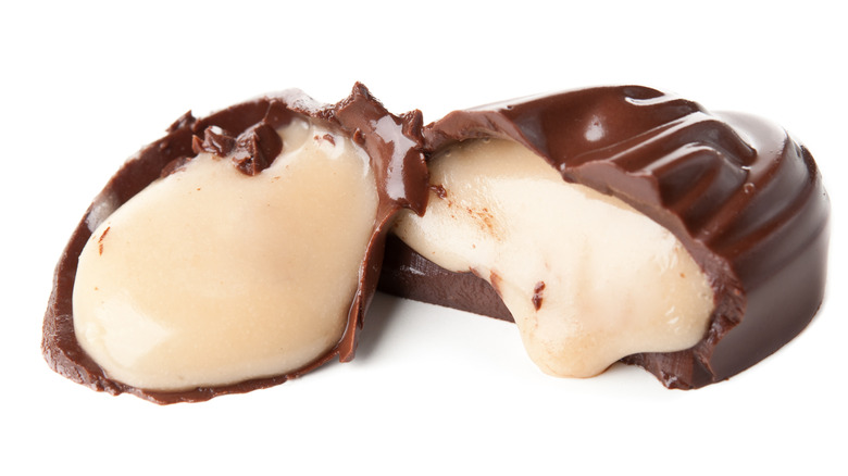 Maple crème chocolate broken in half