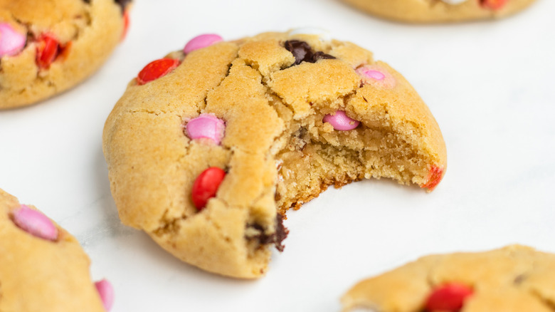 valentine's day m&ms cookies with bite 