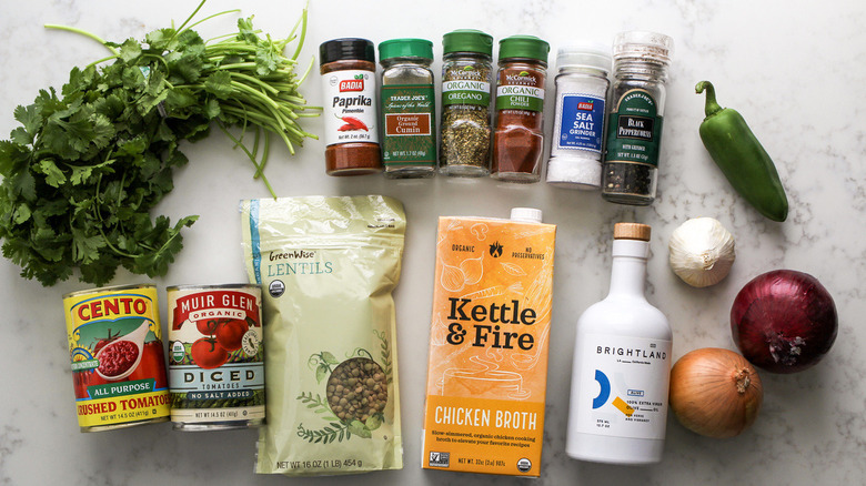 ingredients for lentil chili