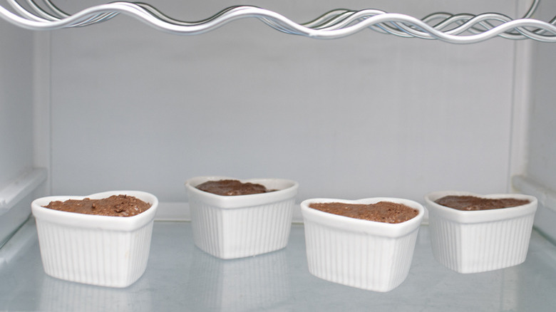 chocolate mousse in fridge