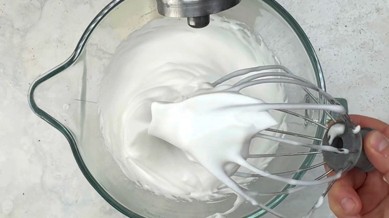 aquafaba whisked to stiff peaks