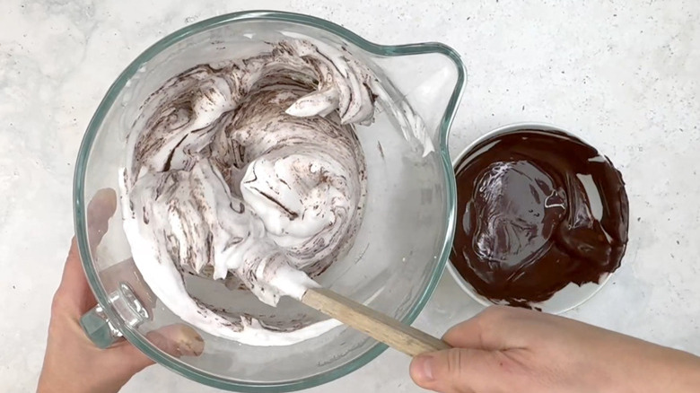 folding chocolate into aquafaba