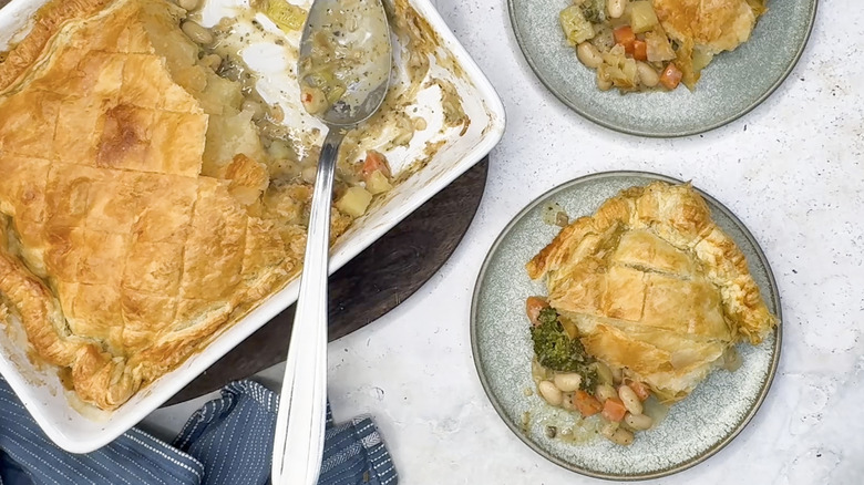 Vegan Creamy Vegetable Pot Pie Served