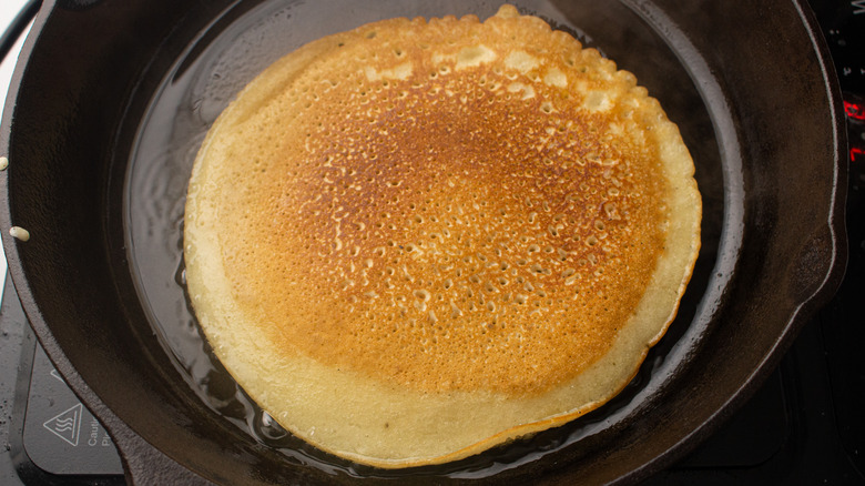 crepes in pan