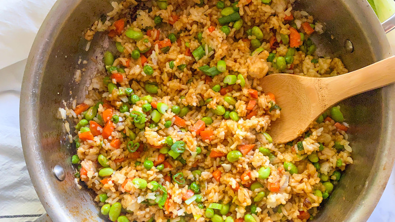 rice in a pan