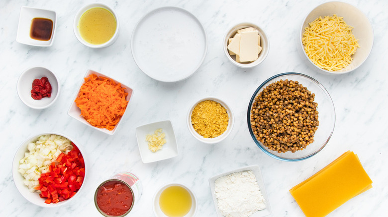 ingredients for vegan lentil lasagna