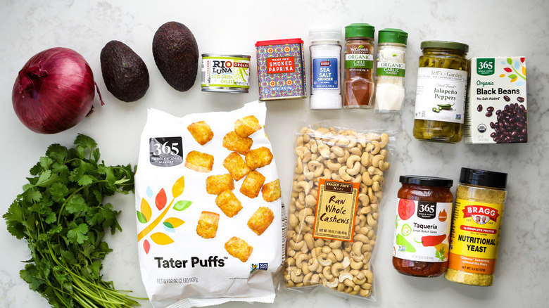 ingredients for vegan loaded tater tots