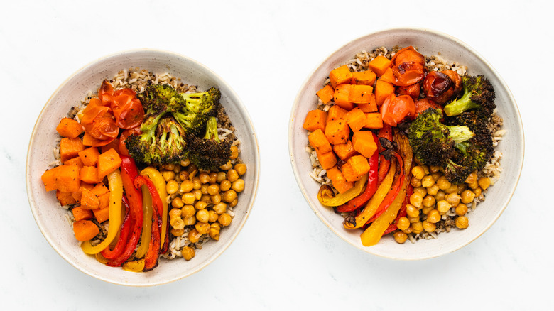 veg and chickpea grain bowls