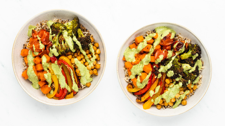 vegan pesto grain bowls