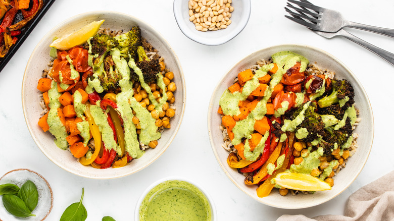 vegan pesto grain bowls