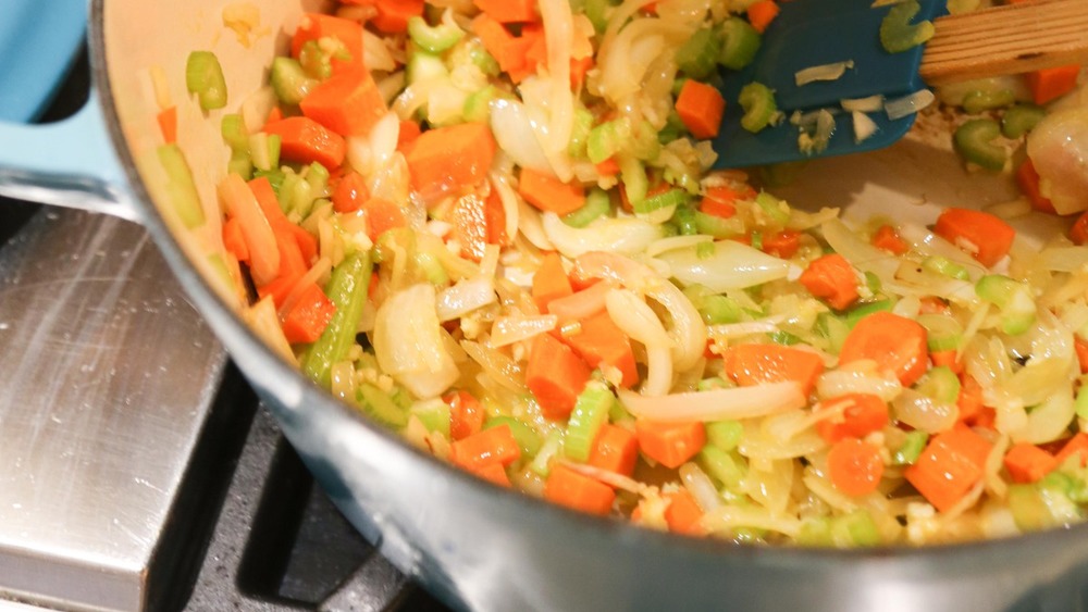 veggies in vegetable soup pot