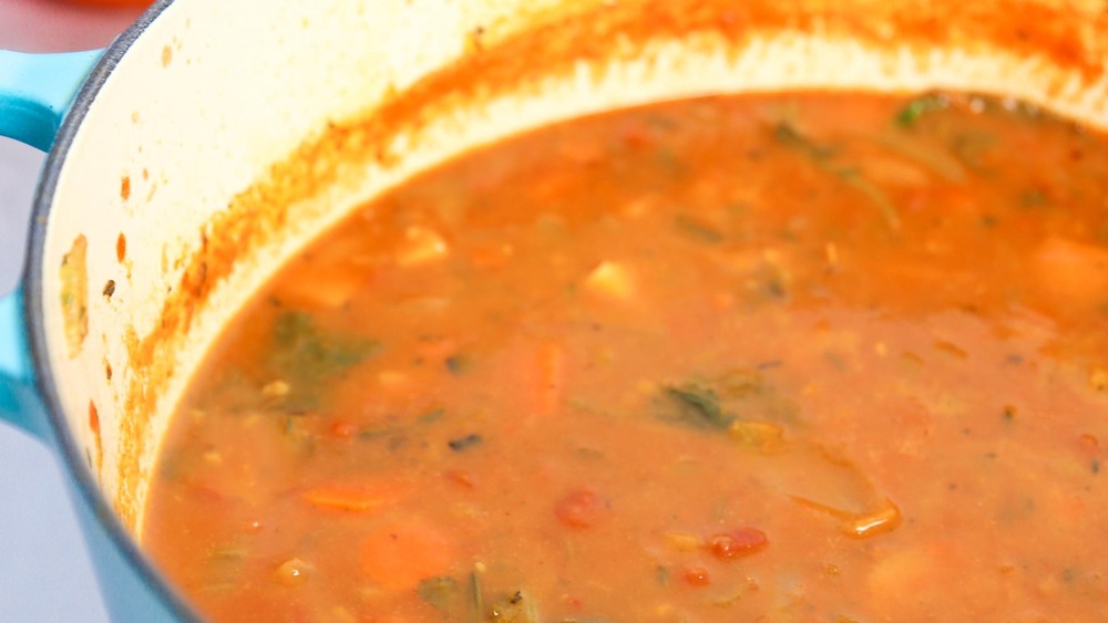 vegetable soup in pot