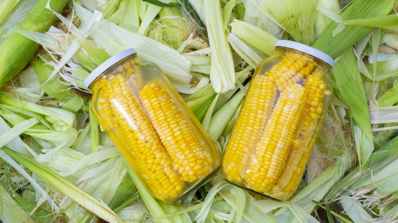 corn cobs in jars