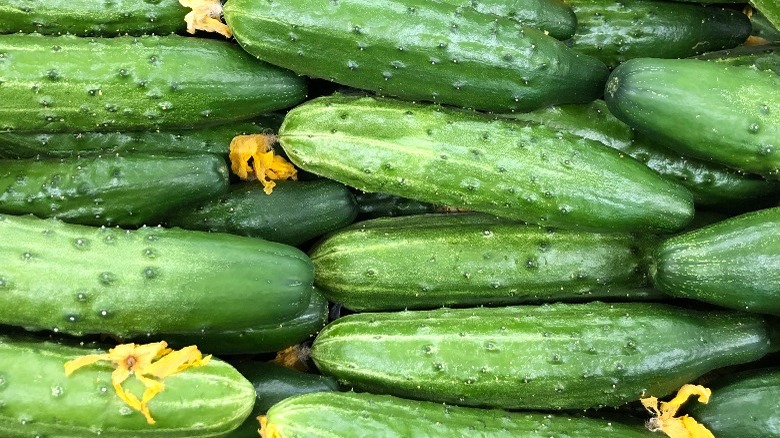 stacks of cucumbers