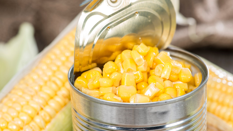 canned corn close up