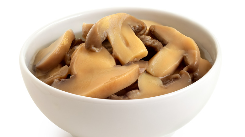 canned mushrooms in bowl