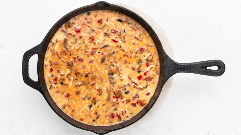 Frittata ingredients in cast iron skillet