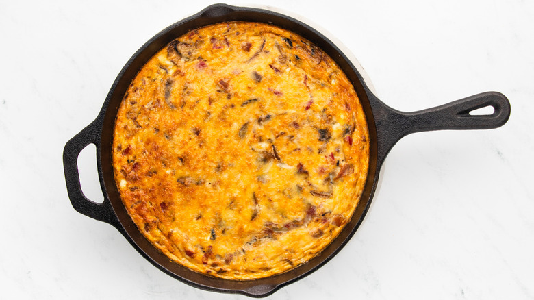 Veggie frittata in cast iron skillet