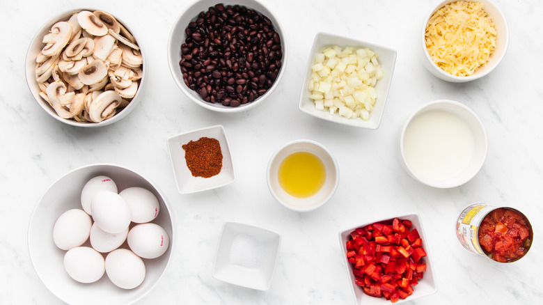 Black bean frittata ingredients laid out