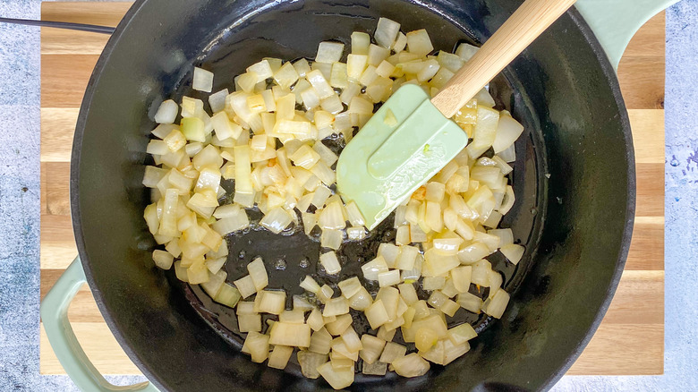 onions in a pan 