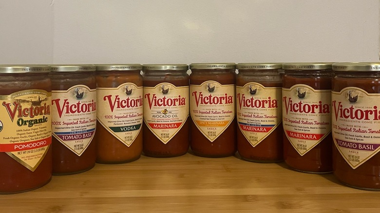 Victoria sauces lined up