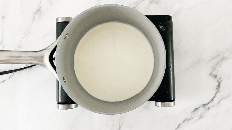 milk in saucepan