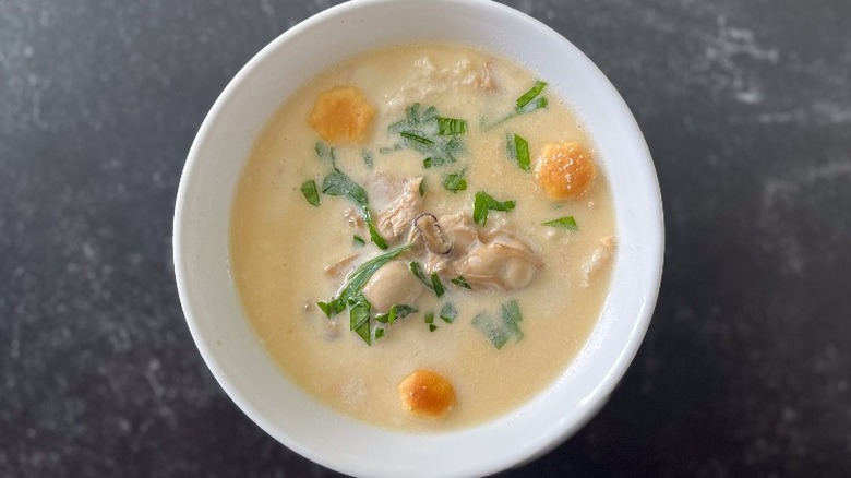 single serving of oyster stew