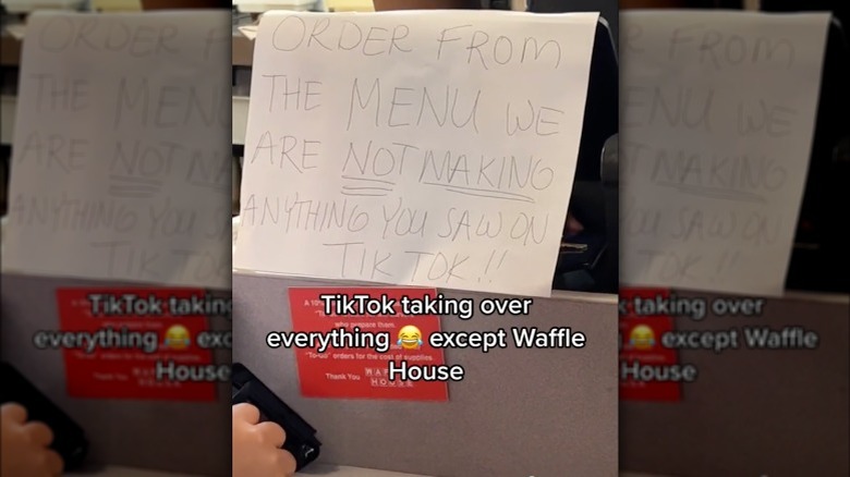 Sign at Waffle House saying no TikTok orders