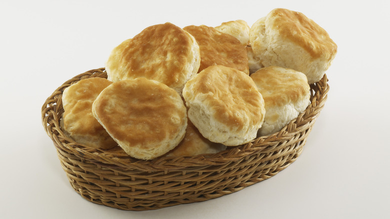 Baked biscuits in a basket