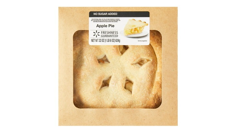 Apple pie in cardboard box with window