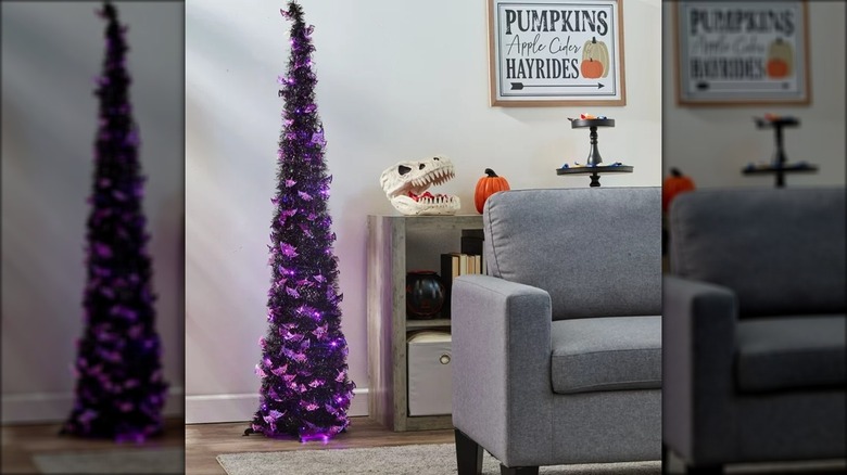 purple and black Halloween tree