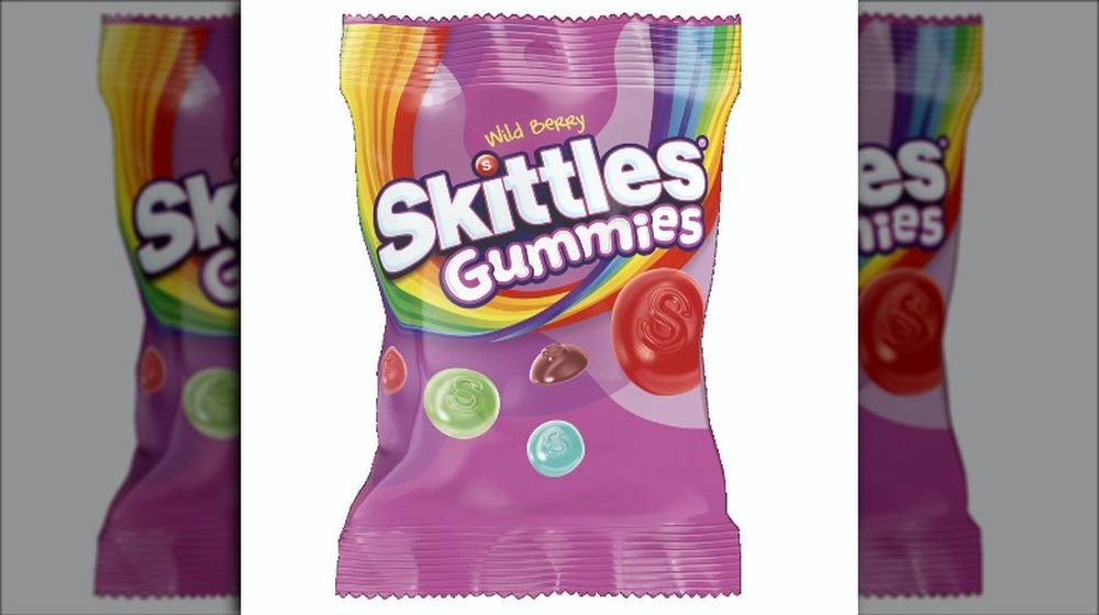 A bag of wild berry flavor Skittles Gummes