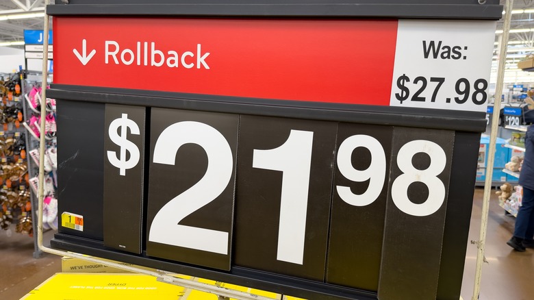 Walmart rollback price sign