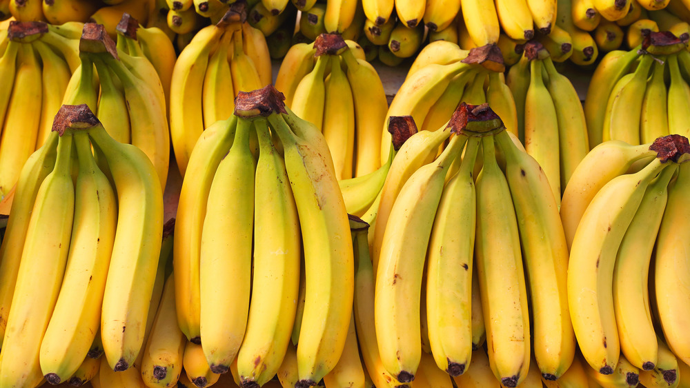 Bunches of bananas sitting out